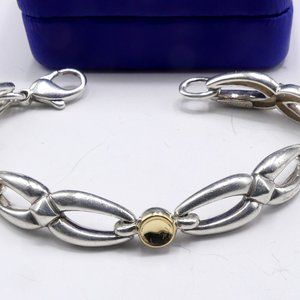 Vintage Movado 18k gold & sterling silver link hea